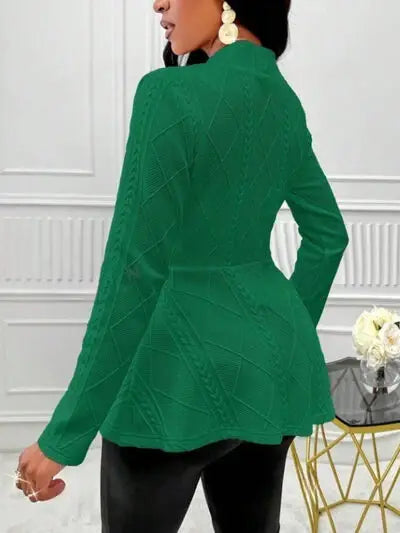 One Button Textured Peplum Cardigan - Trendsi - Flyclothing LLC