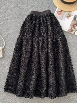 Elegant 3D Lace Trim High‑Waist A‑Line Midi Skirt - Trendsi - Flyclothing LLC