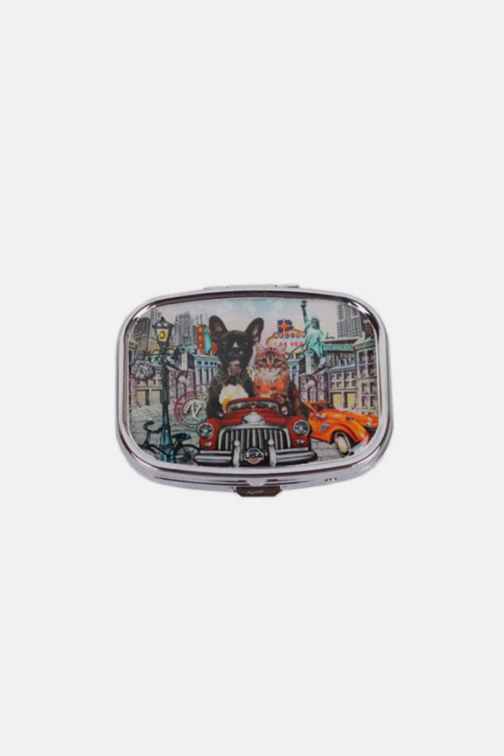 Nicole Lee USA Print Metallic Rectangular Pill Case - Trendsi - Flyclothing LLC
