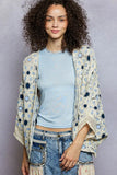 POL Open Front Floral Pattern Crochet Cardigan - Trendsi - Flyclothing LLC