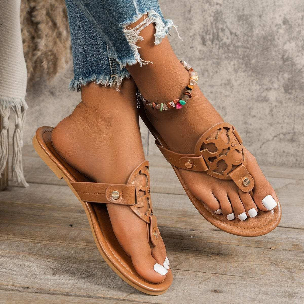Toe Post Flats Sandals - Trendsi - Flyclothing LLC