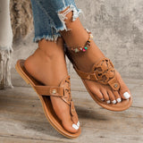 Toe Post Flats Sandals - Trendsi
