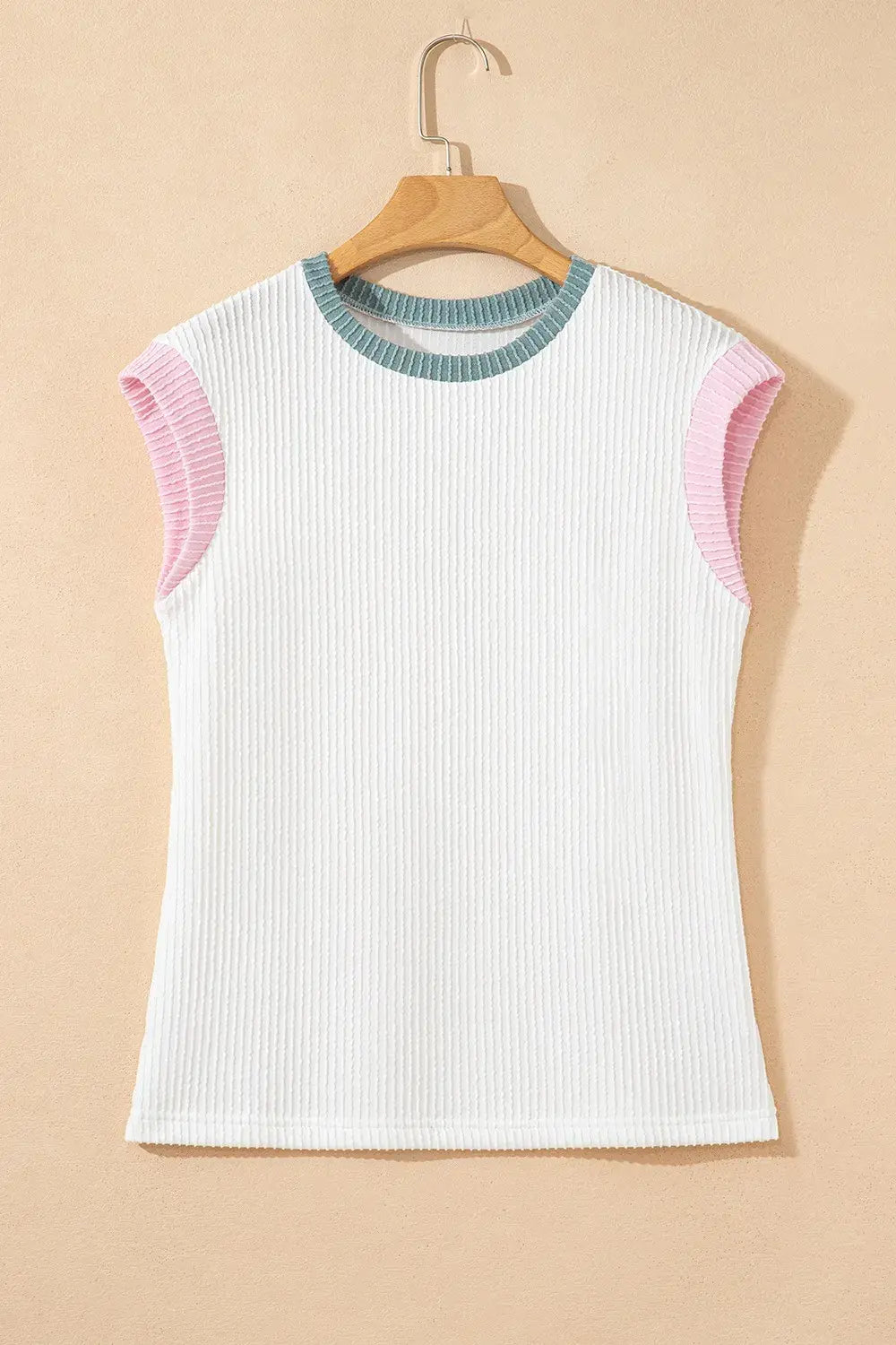 Contrast Trim Ribbed Knit Sleeveless Top - Trendsi - Flyclothing LLC