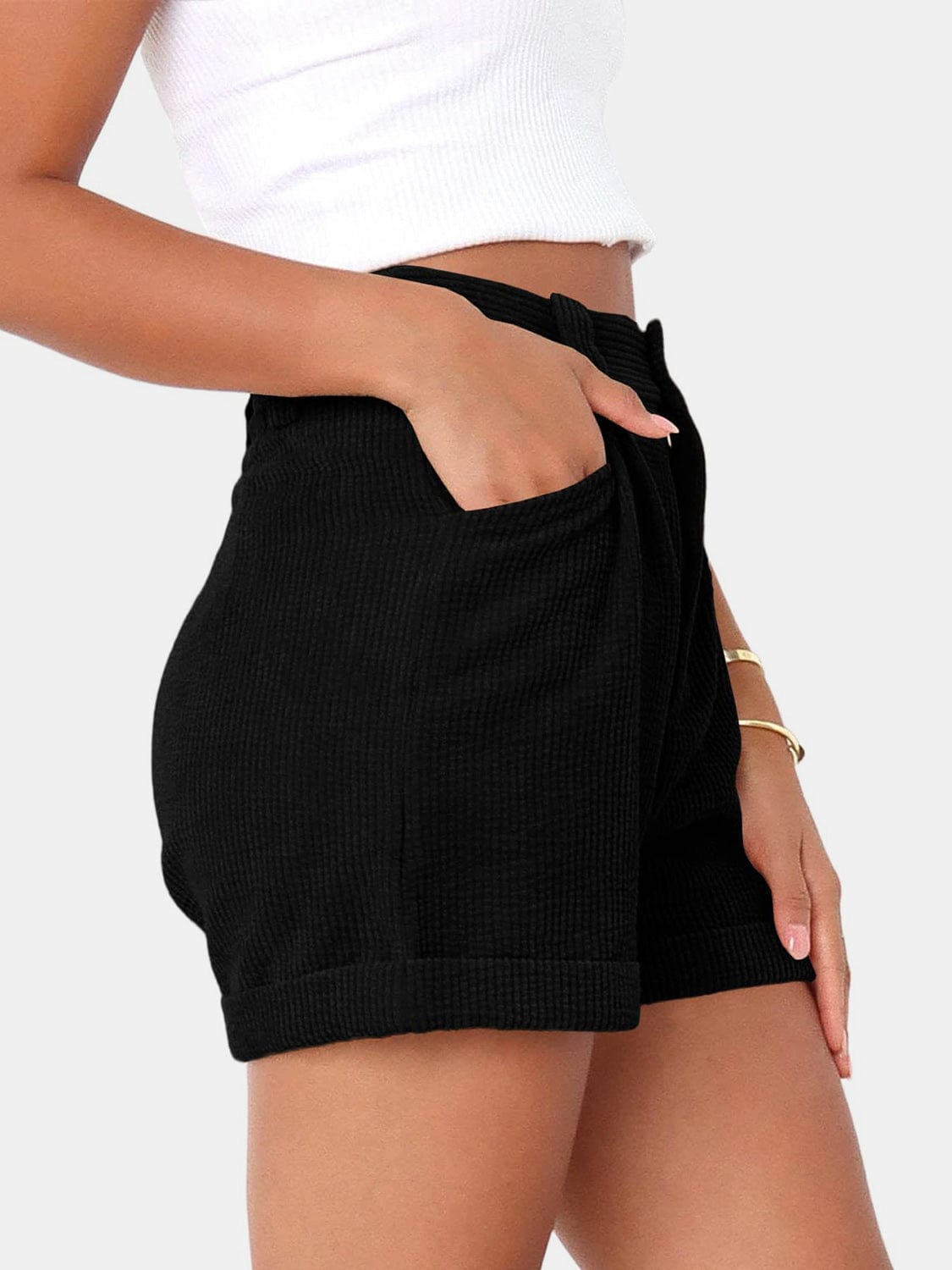 Full Size High Waist Shorts with Pockets - Trendsi