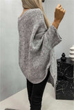 Round Neck Batwing Sleeve Sweater - Trendsi - Flyclothing LLC