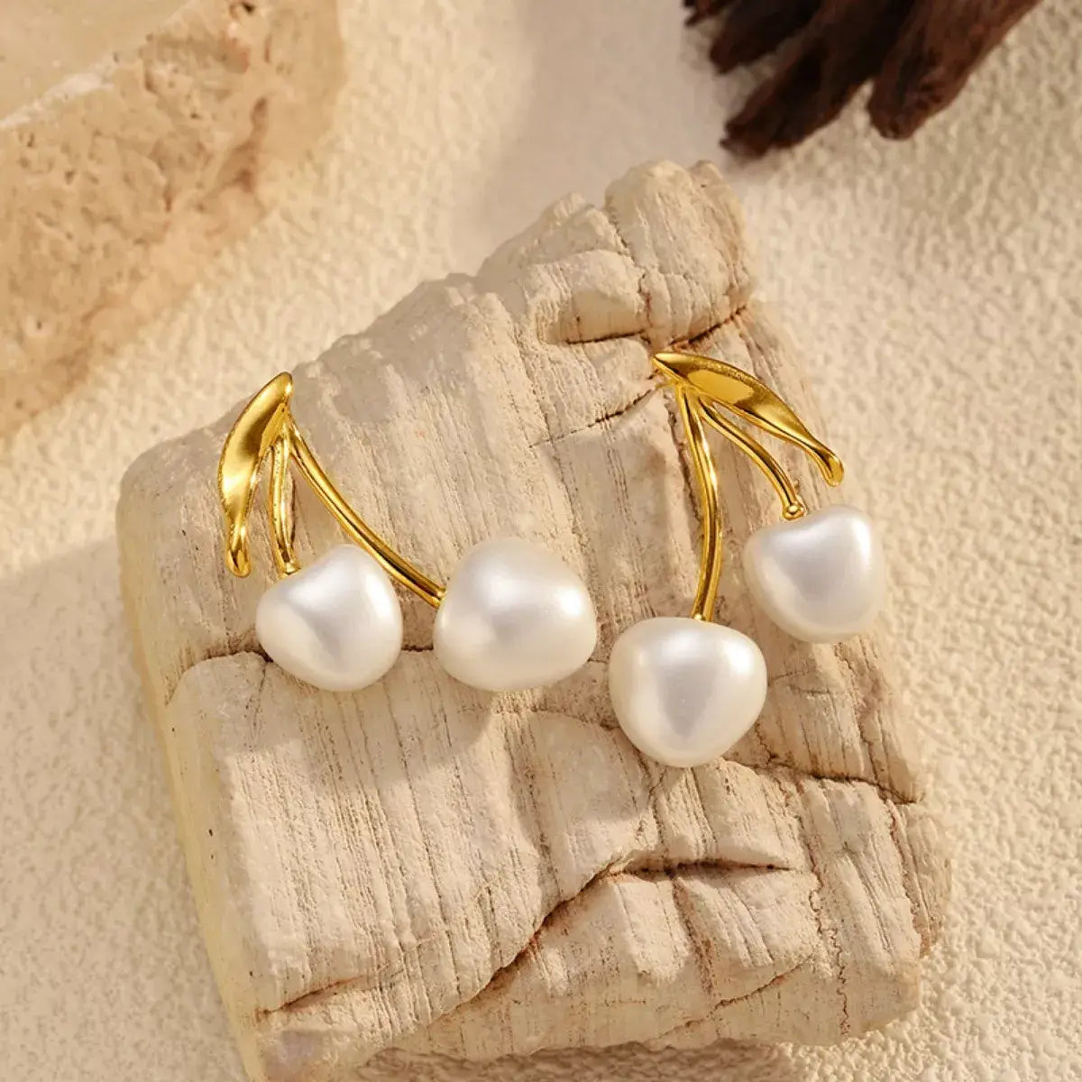 Pearl Cherry Drop Earrings - Trendsi - Flyclothing LLC