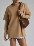 Faux Layered Round Neck Mesh Sleeve Top - Trendsi - Flyclothing LLC