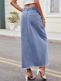 Slit Asymmetrical Waist Denim Skirt - Trendsi