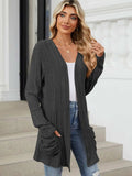 Pocketed Open Front Long Sleeve Cardigan - Trendsi - Flyclothing LLC