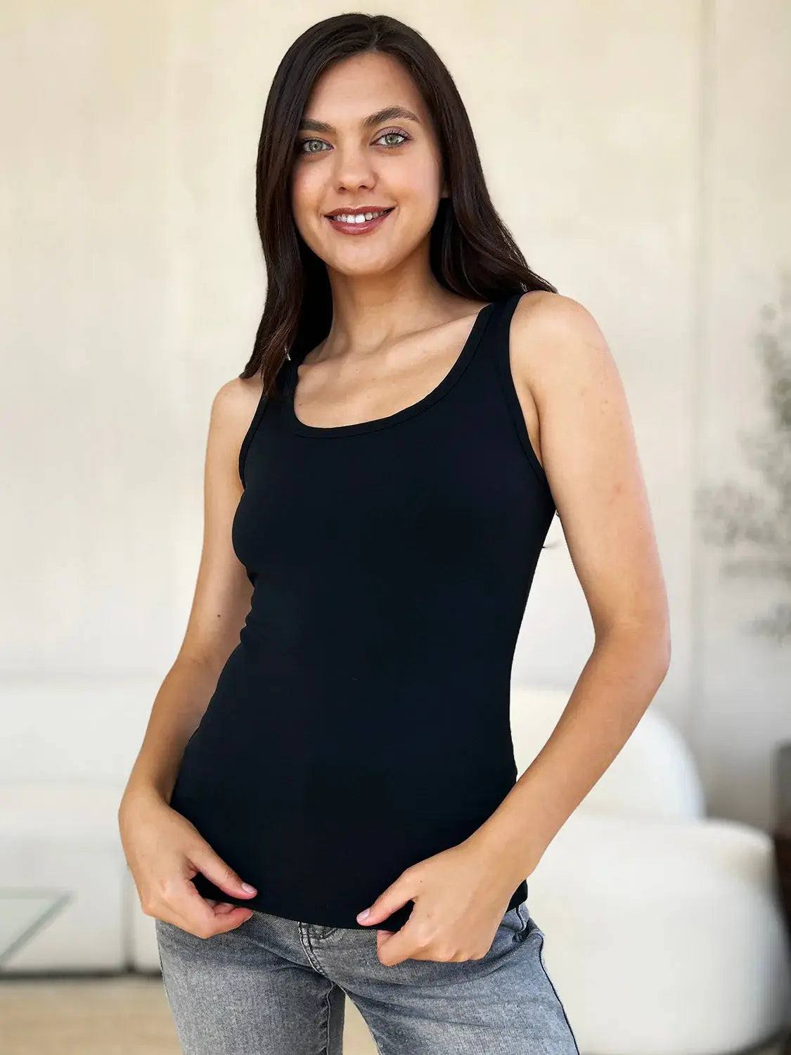 Basic Bae Full Size Square Neck Wide Strap Tank - ShopBasicbae - Flyclothing LLC