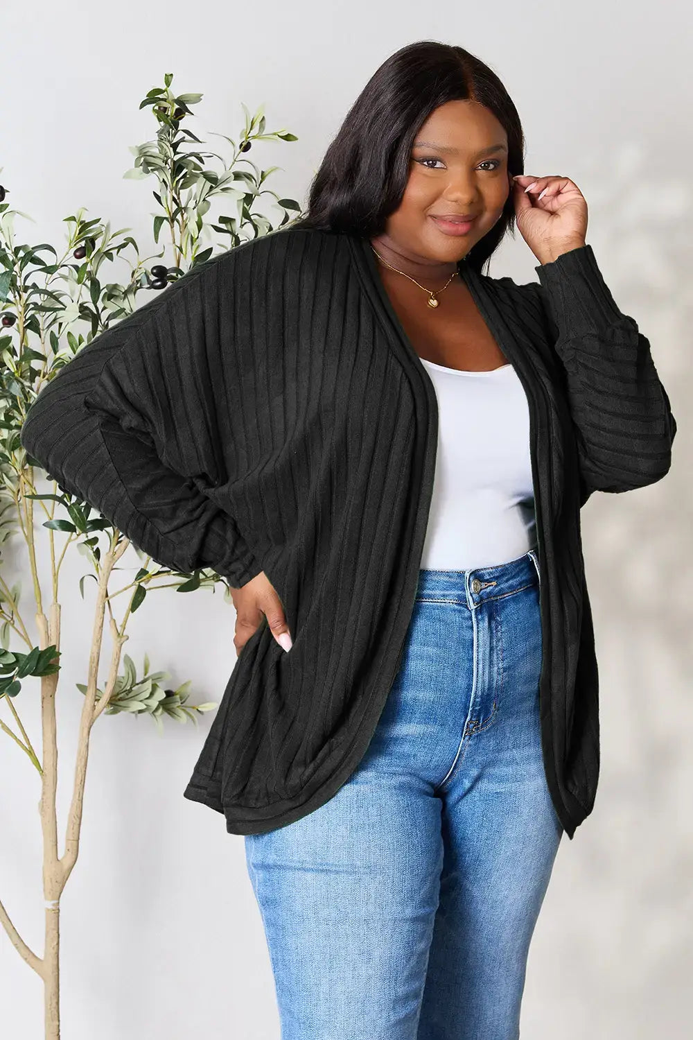 Basic Bae Full Size Ribbed Cocoon Cardigan - ShopBasicbae - Flyclothing LLC