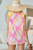 BiBi Printed V Neck Ruffled Tank - Trendsi - Flyclothing LLC