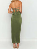 Lace-Up Back Tube Maxi Dress - Trendsi - Flyclothing LLC