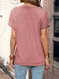 Half Button Short Sleeve Top - Trendsi