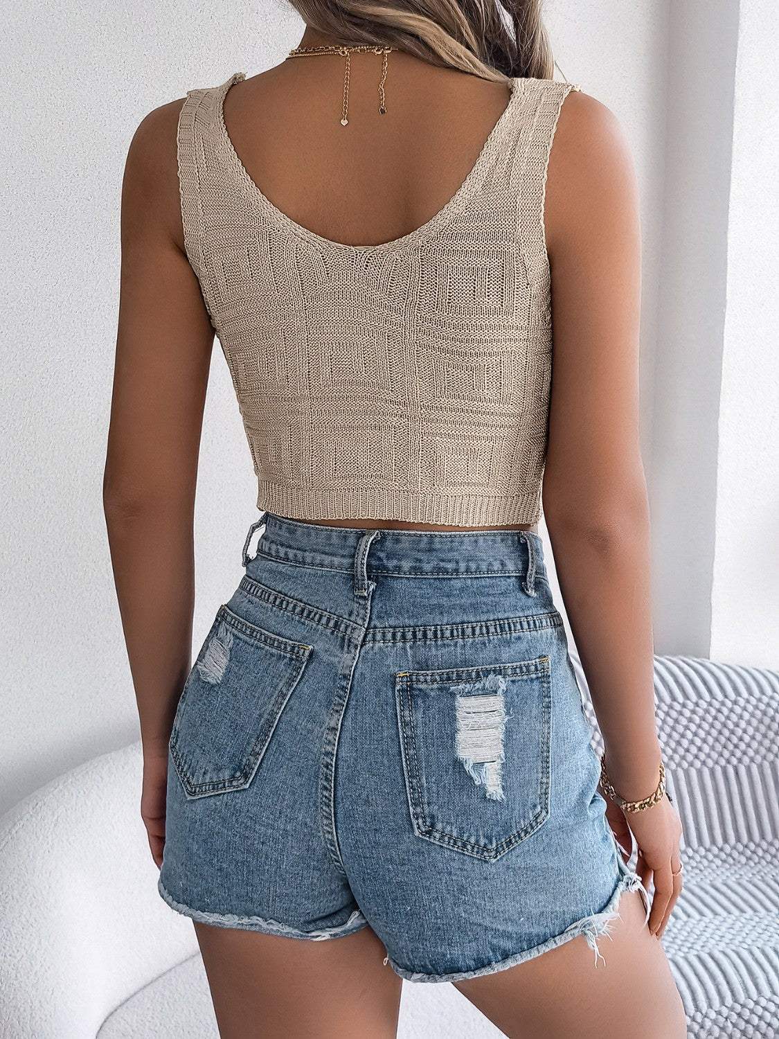 Twisted V-Neck Knit Vest - Trendsi - Flyclothing LLC