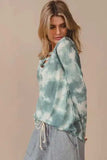 BiBi Variegated Tie Dye Rib V-Neck Top with Strapped - Trendsi - Flyclothing LLC