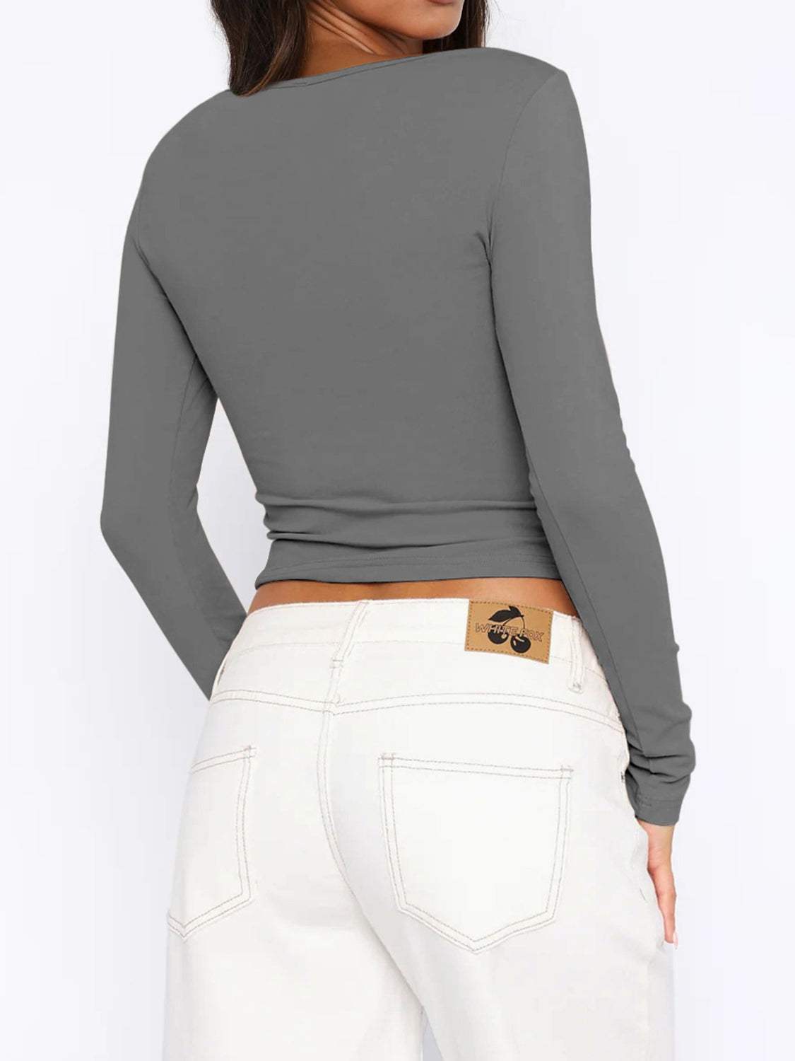 Button Down Long Sleeve Top - Trendsi - Flyclothing LLC