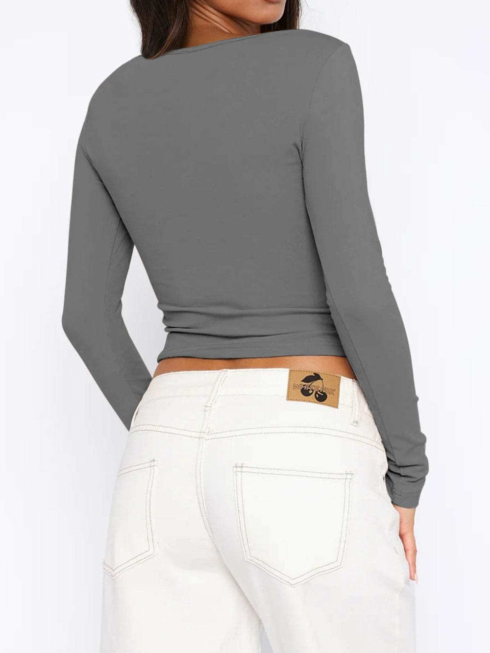 Button Down Long Sleeve Top - Trendsi - Flyclothing LLC