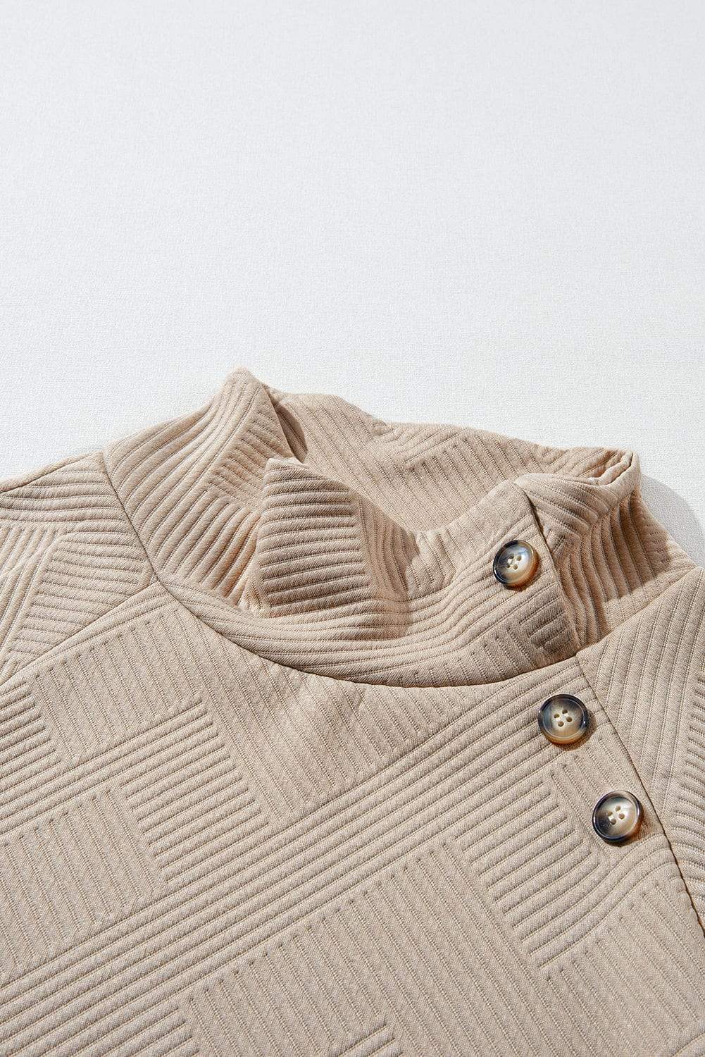 Textured Turtleneck Long Sleeve Sweatshirt - Trendsi - Flyclothing LLC
