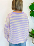 Striped Round Neck Long Sleeve Sweatshirt - Trendsi - Flyclothing LLC