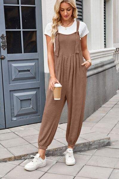 Lovelet Knotted Strap Overalls with Pockets - Trendsi - Flyclothing LLC