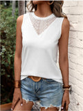 Lace Detail Round Neck Tank - Trendsi