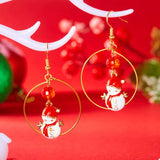 18K Gold-Plated Christmas Snowman Earrings - Trendsi - Flyclothing LLC
