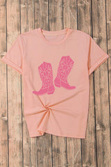 Boots Graphic Round Neck Short Sleeve T-Shirt - Trendsi - Flyclothing LLC