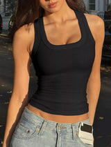 Ribbed Square Neck Tank Top - Trendsi - Flyclothing LLC