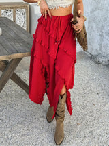 Devine Slit Drawstring Ruffled Skirt - Trendsi - Flyclothing LLC