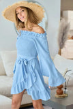 BiBi Smocked Ruffled Front Tie Mini Dress - Trendsi - Flyclothing LLC