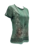 Cutout Printed Round Neck Short Sleeve Blouse - Trendsi - Flyclothing LLC