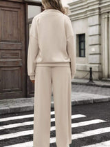 Half Zip Sweatshirt and Wide-Leg Pants Set - Trendsi - Flyclothing LLC