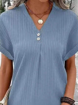 Full Size Casual V-Neck Short Sleeve Dress Plus Size - Trendsi - Flyclothing LLC