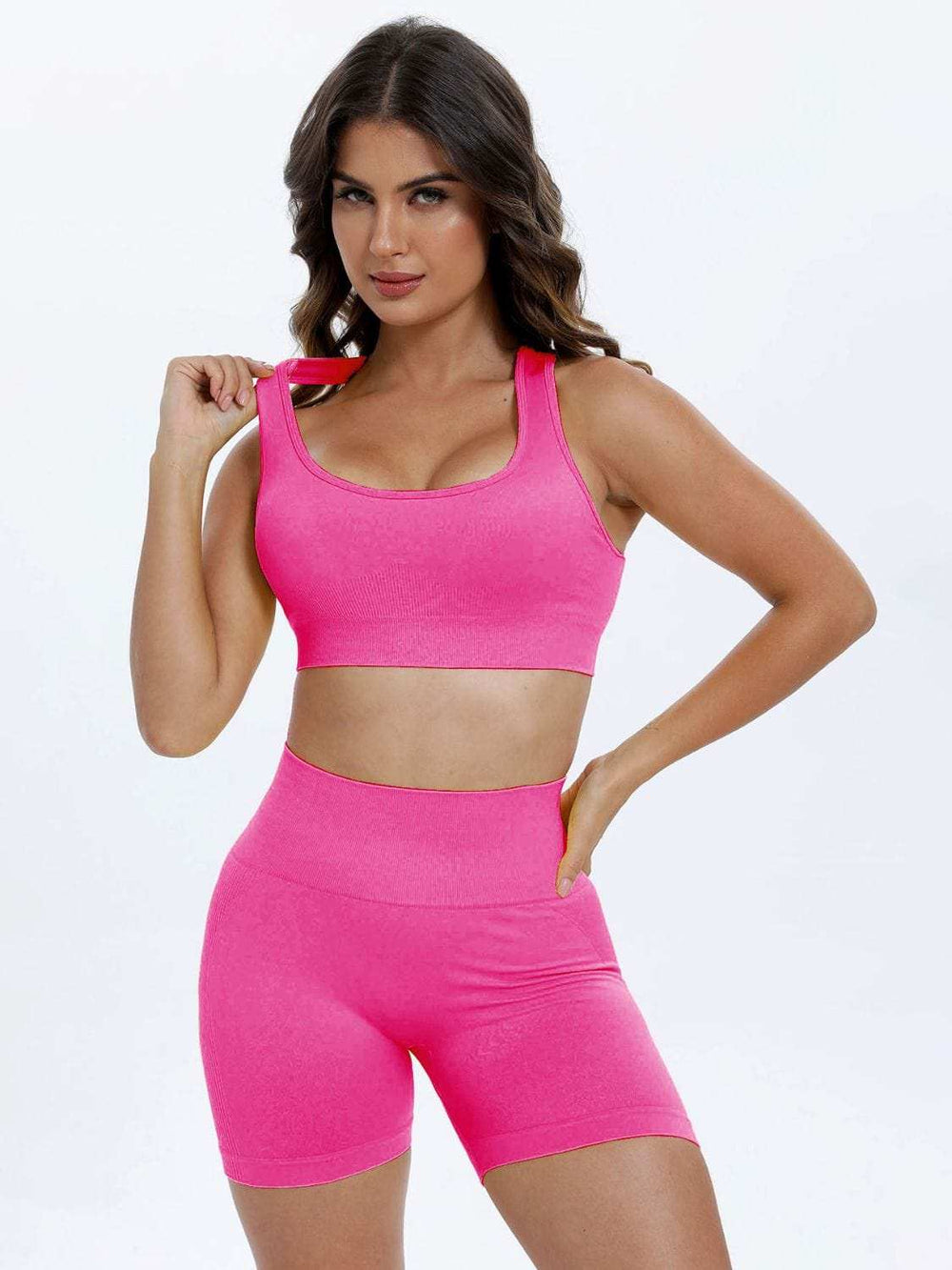 Scoop Neck Wide Strap Top and Shorts Active Set - Trendsi - Flyclothing LLC