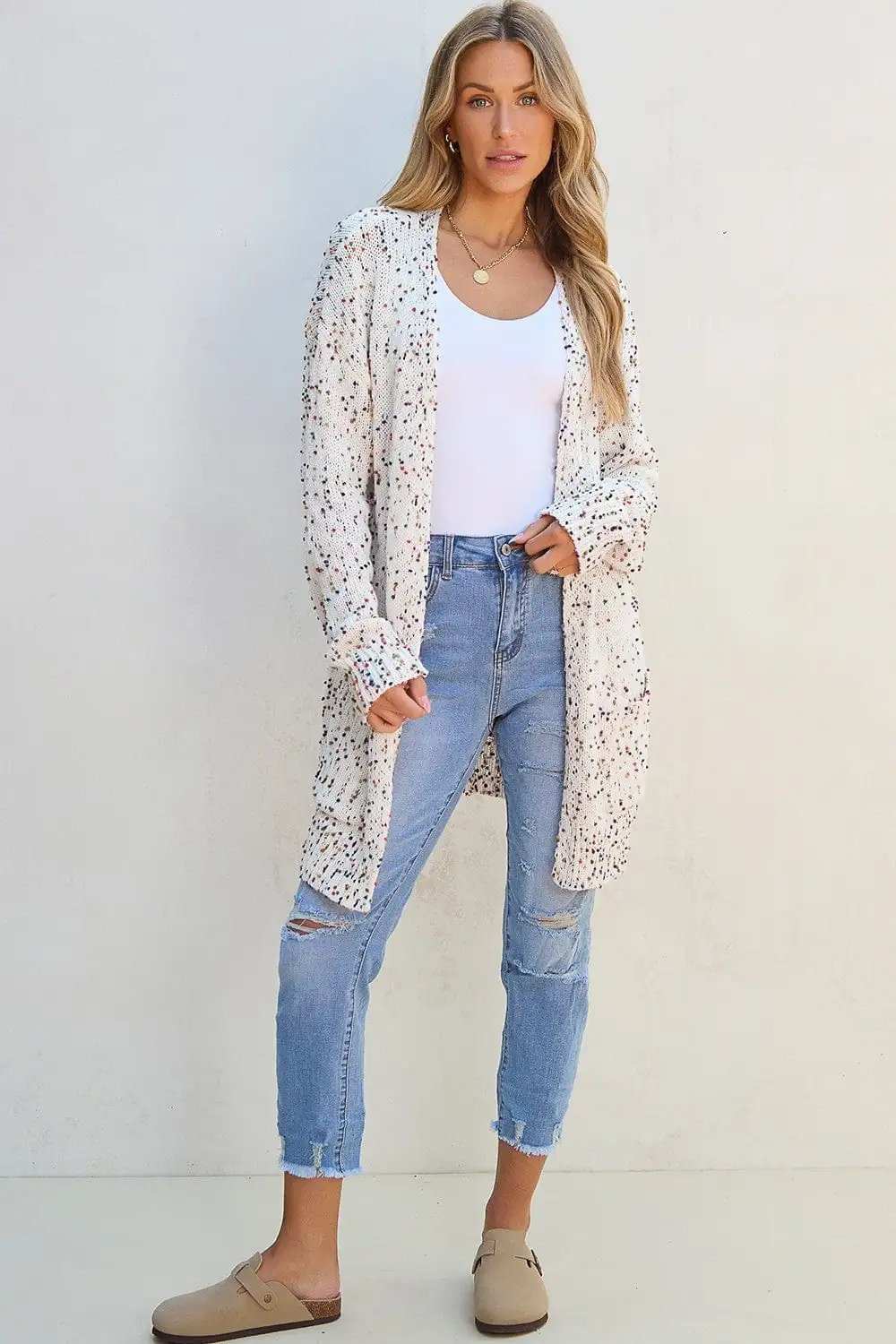 Open Front Long Sleeve Cardigan - Trendsi - Flyclothing LLC