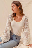 SO ME Rib Knit Top with Lace Balloon Sleeves - Trendsi - Flyclothing LLC
