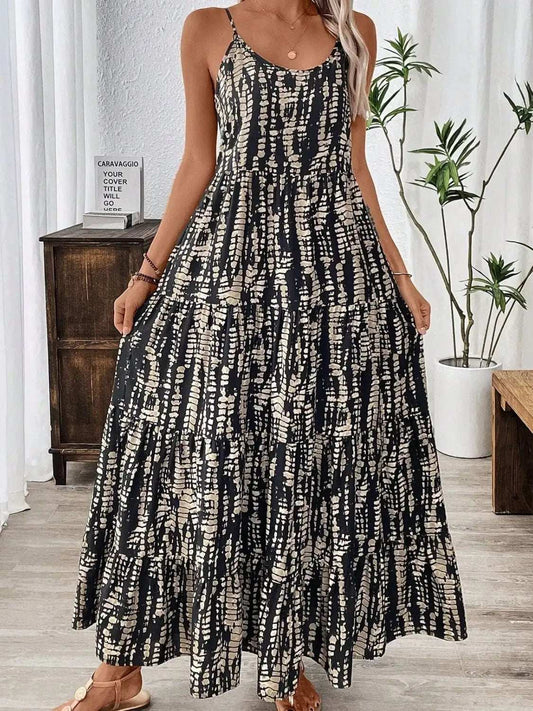 Printed Scoop Neck Maxi Cami Dress - Trendsi - Flyclothing LLC