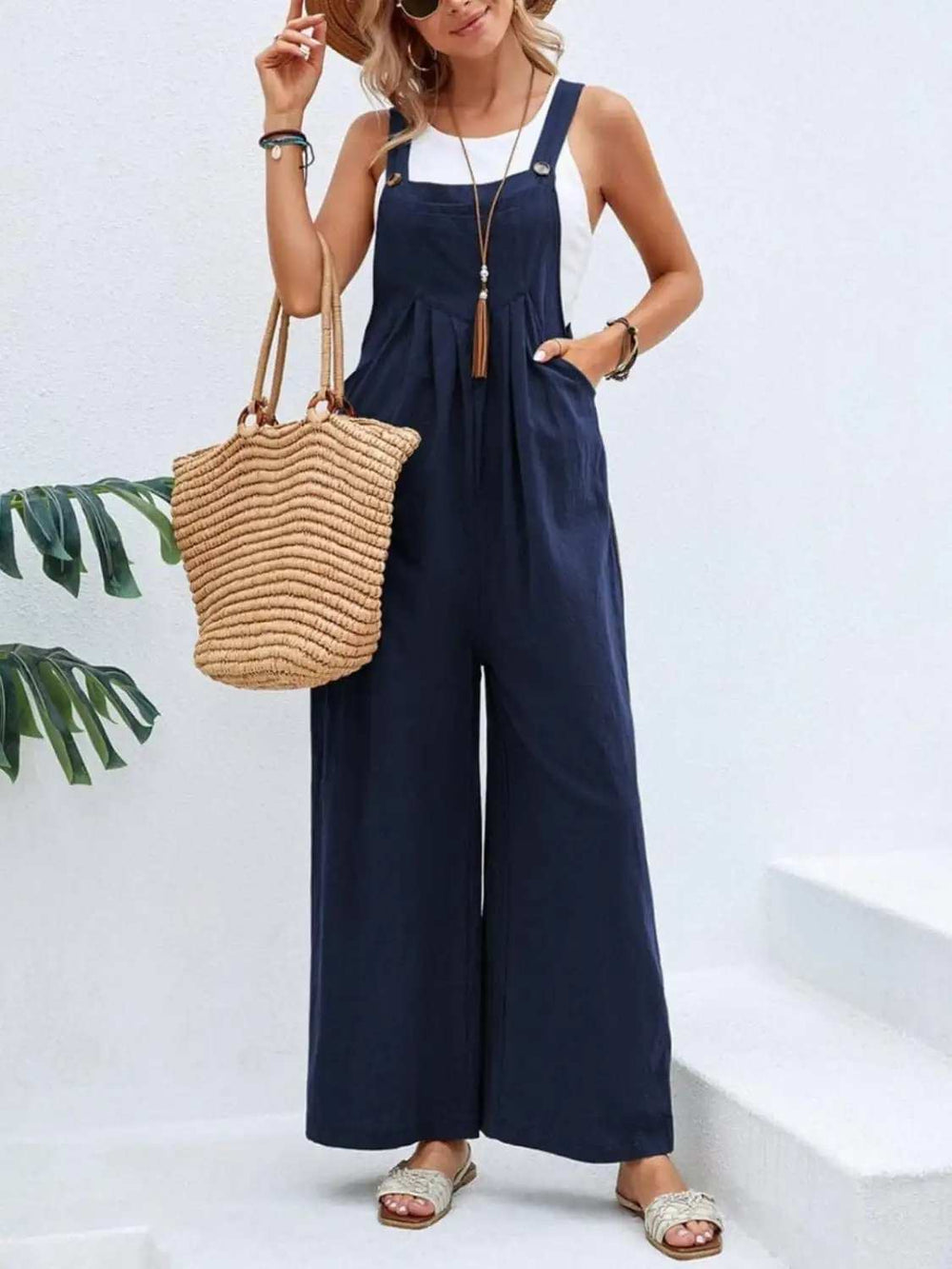 Full Size Square Neck Wide Strap Overalls - Trendsi - Flyclothing LLC