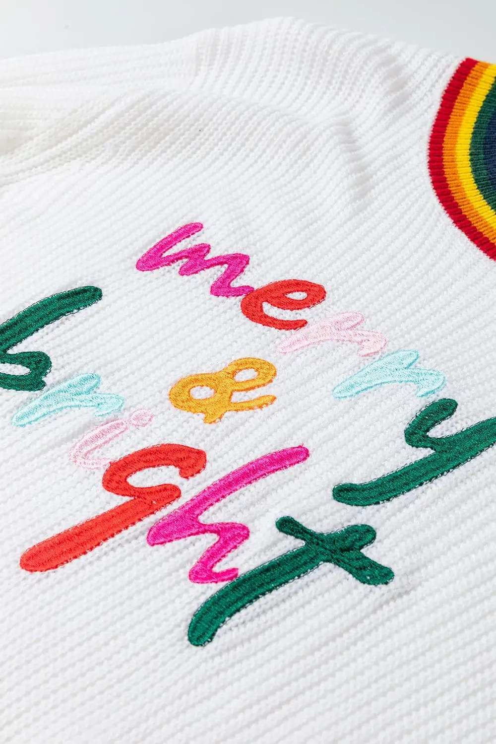 MERRY & BRIGHT Ribbed Round Neck Sweater - Trendsi - Flyclothing LLC