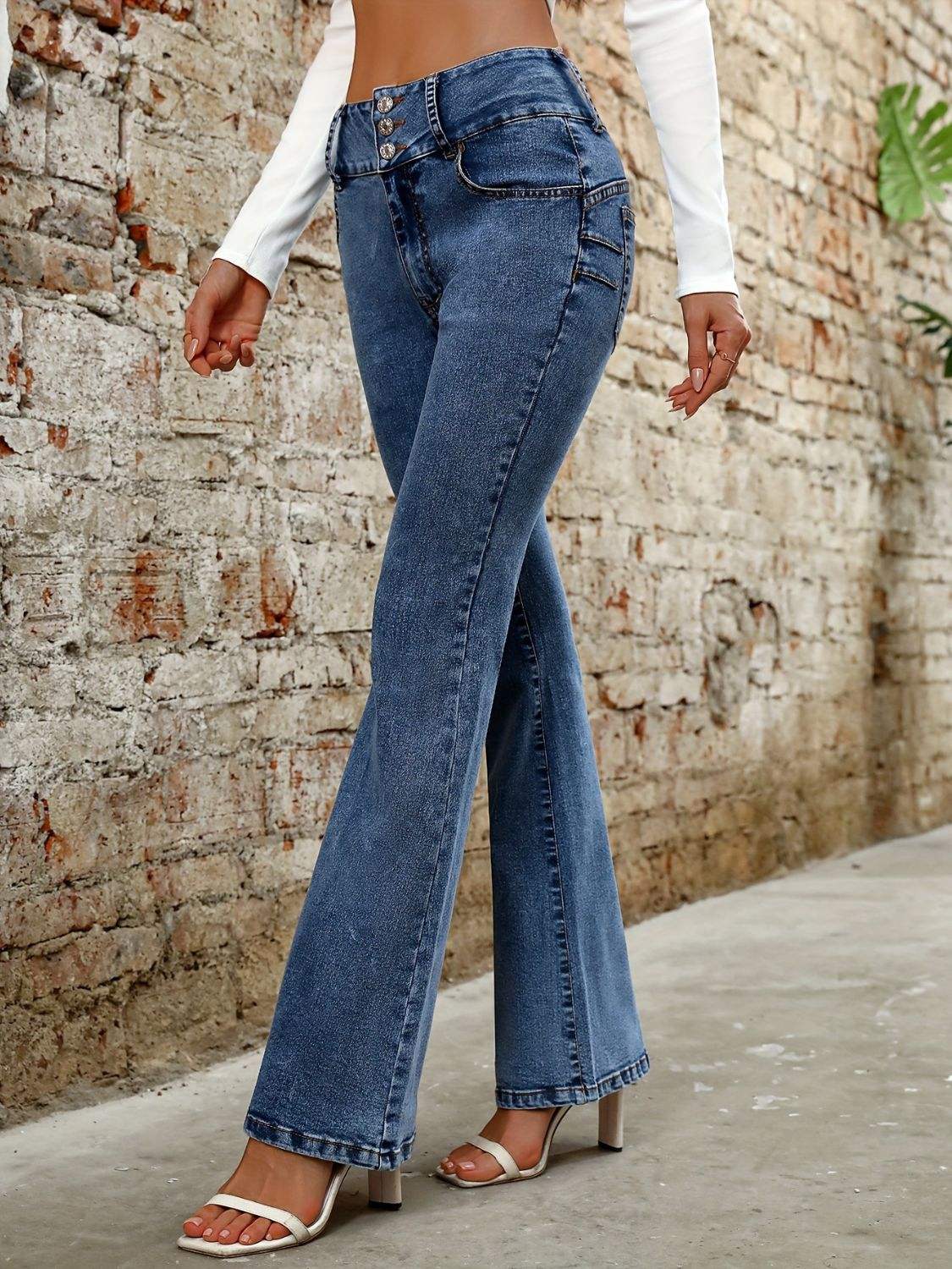 Bootcut Jeans with Pockets - Trendsi - Flyclothing LLC