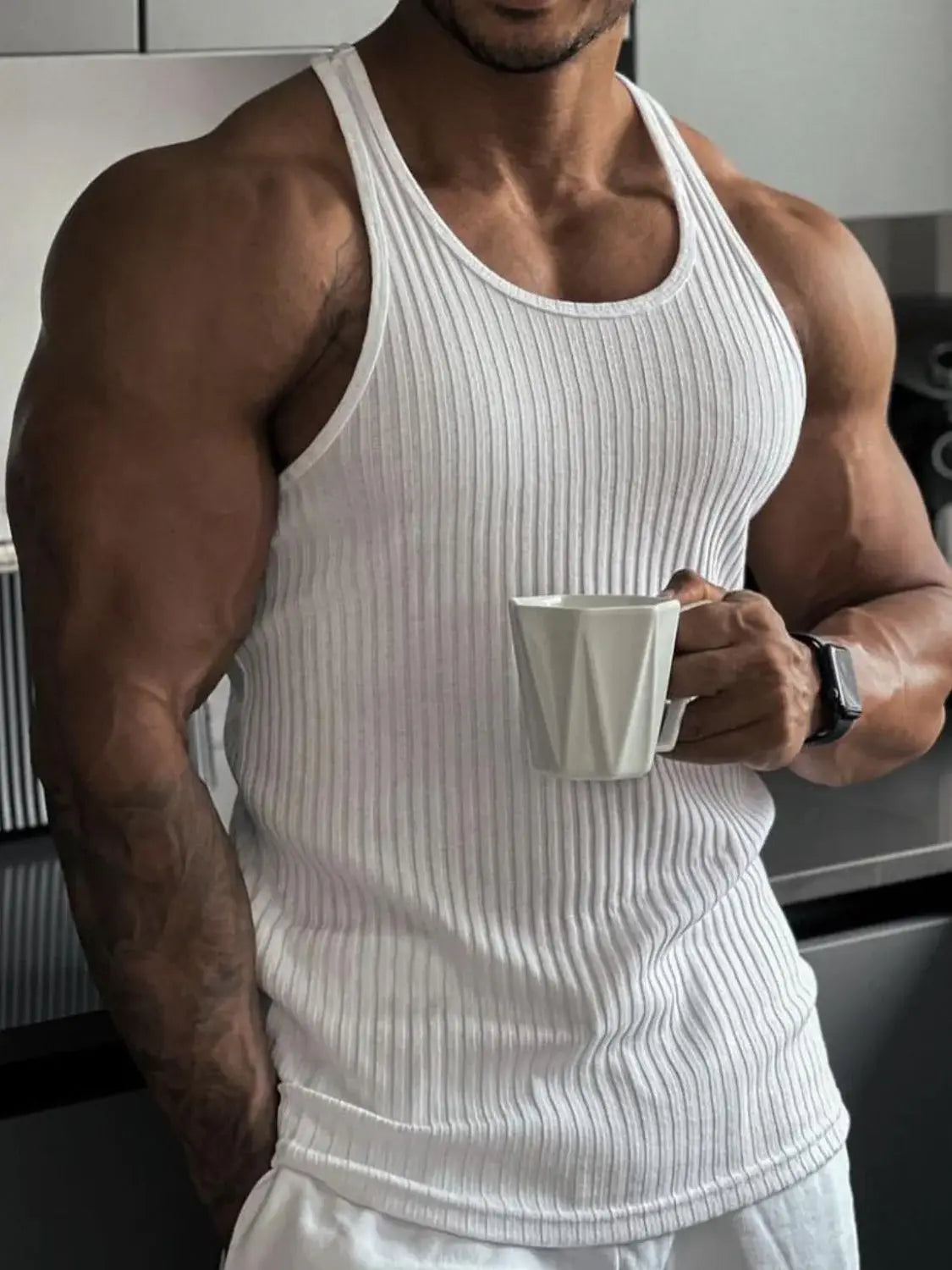 Men's Plus Size Round Neck Wide Strap Tank - Trendsi - Flyclothing LLC