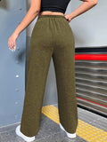Distressed Elastic Waist Straight Leg Pants - Trendsi
