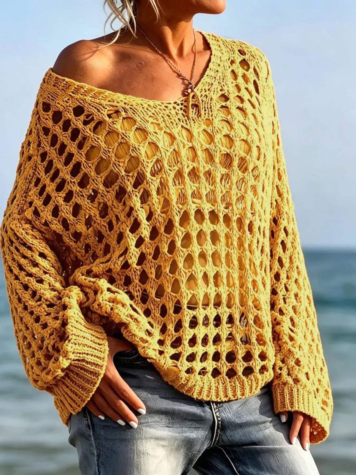 Lightweight Openwork Crochet Knit Cover Up - Trendsi - Flyclothing LLC