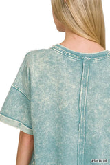 Zenana French Terry Acid Washed T-Shirt - Trendsi - Flyclothing LLC