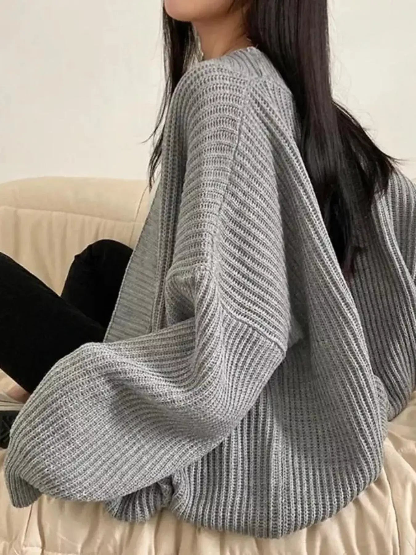 Open Front Oversized Knit Cardigan - Trendsi - Flyclothing LLC