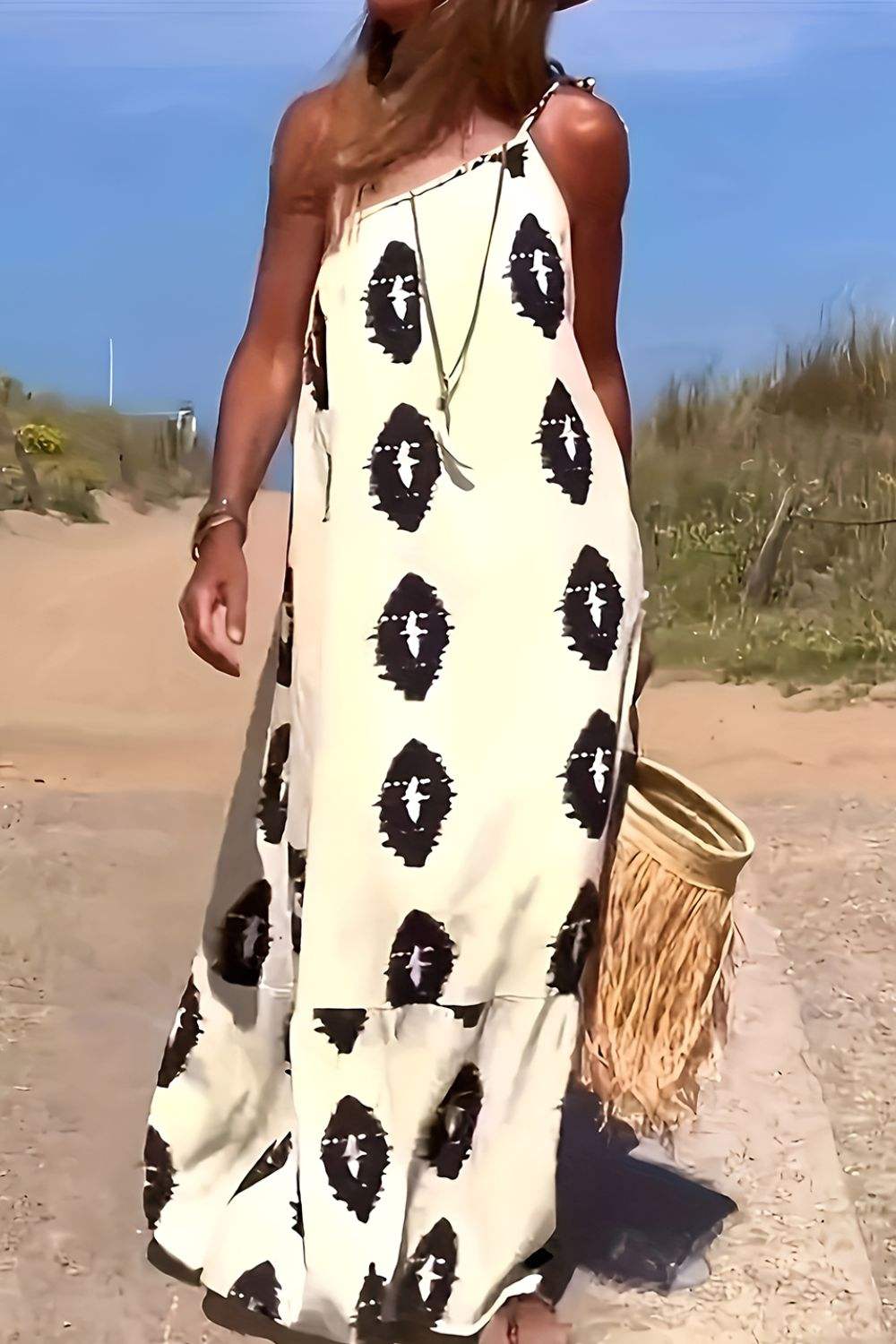 Printed Single Shoulder Maxi Dress - Trendsi - Flyclothing LLC