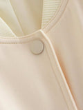 Pocketed Snap Down Baseball Collar Jacket - Trendsi - Flyclothing LLC