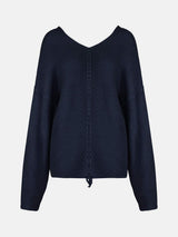 Full Size Lace Up V-Neck Long Sleeve Sweater - Trendsi - Flyclothing LLC