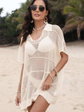 Hollow Out Collared Neck Cover-Up - Trendsi - Flyclothing LLC